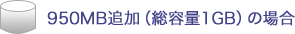 950MB追加(総容量1GB)の場合